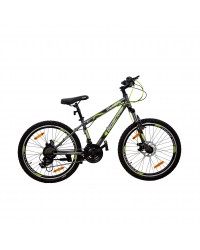 Bicicleta MTB-FS 24" Splendor, cadru otel 16", frane disc, 21 viteze, gri/verde