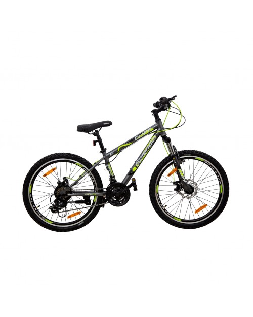 Bicicleta MTB-FS 24" Splendor, cadru otel 16", frane disc, 21 viteze, gri/verde