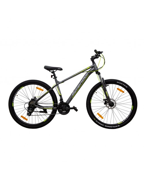 Bicicleta MTB-HT 29" Spledor cadru otel 18", manete secventiale, frane disc, 21 viteze, gri/verde
