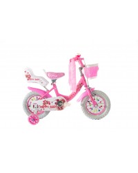 Bicicleta copii 12"  Hppy Baby alb/roz, varsta 2-4 ani