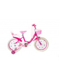 Bicicleta copii 16"Happy Baby, roz/alb varsta 4-6 ani