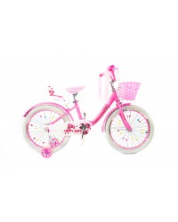 Bicicleta copii 18" Happy Baby  fata, roz/alb varsta 5-7 ani