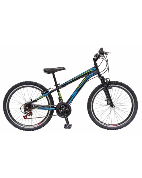 Bicicleta MTB-HT 24″ STORM , 18 viteze, negru/verde/albastru
