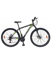 Bicicleta MTB-HT 29″ BR One, cadru otel 19″, frane disc, 18 viteze, negru/verde