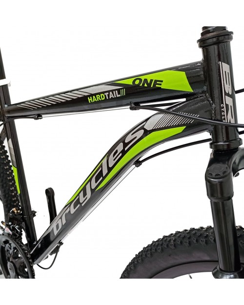 Bicicleta MTB-HT 29″ BR One, cadru otel 19″, frane disc, 18 viteze, negru/verde