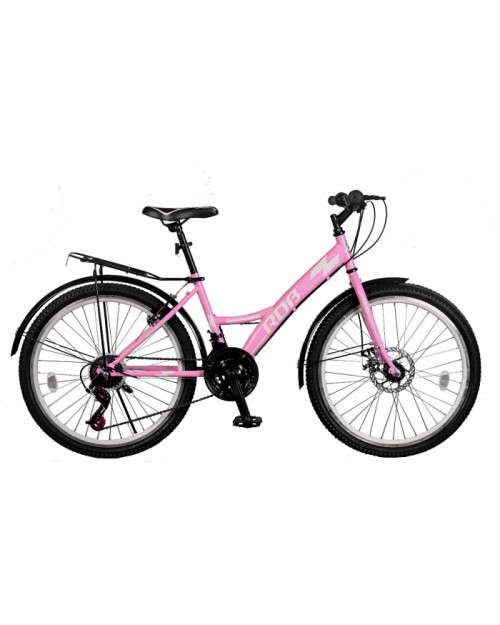 Bicicleta oras 24" RDB Matița, cadru otel 15", frane Disc/V-Brake, 21 viteze, roz pudra
