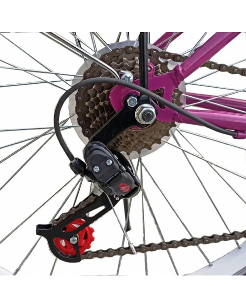 Bicicleta oras 26" RDB Matița, cadru otel 15", frane Disc/V-Brake, 21 viteze, fucsia