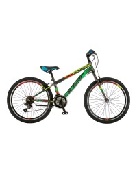 Bicicleta Copii Polar Sonic - 24 Inch, Gri-Verde-Rosu