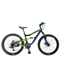 Bicicleta Mtb Polar Flash Full Suspension - 26 inch, Negru-Albastru-Verde